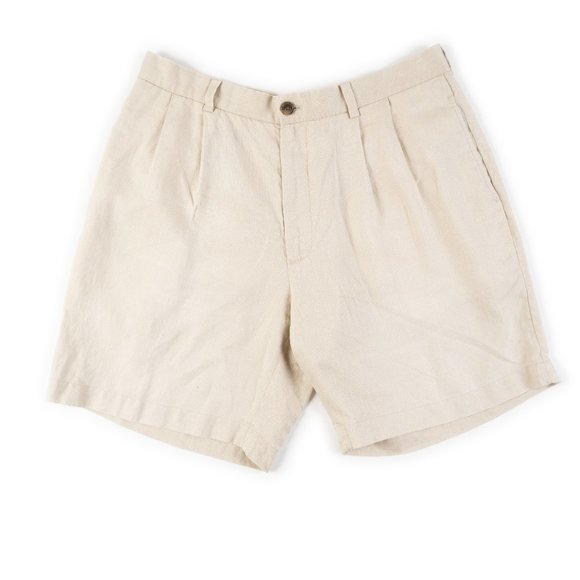 BROOKS BROTHERS 346 100% Linen tan pleated shorts size 38, fit like 36 - Picture 1 of 10